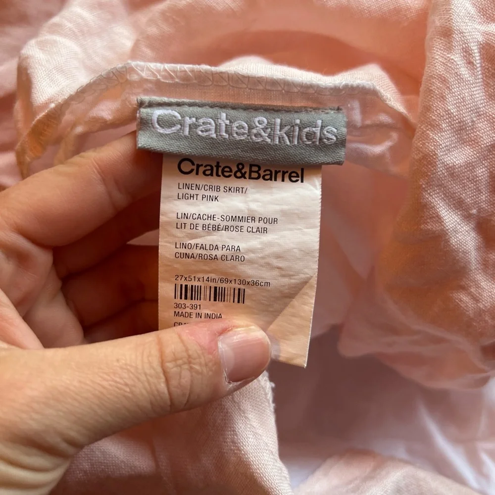 Crate & Kids Pink Crib Skirt Linen Crate & Barrel